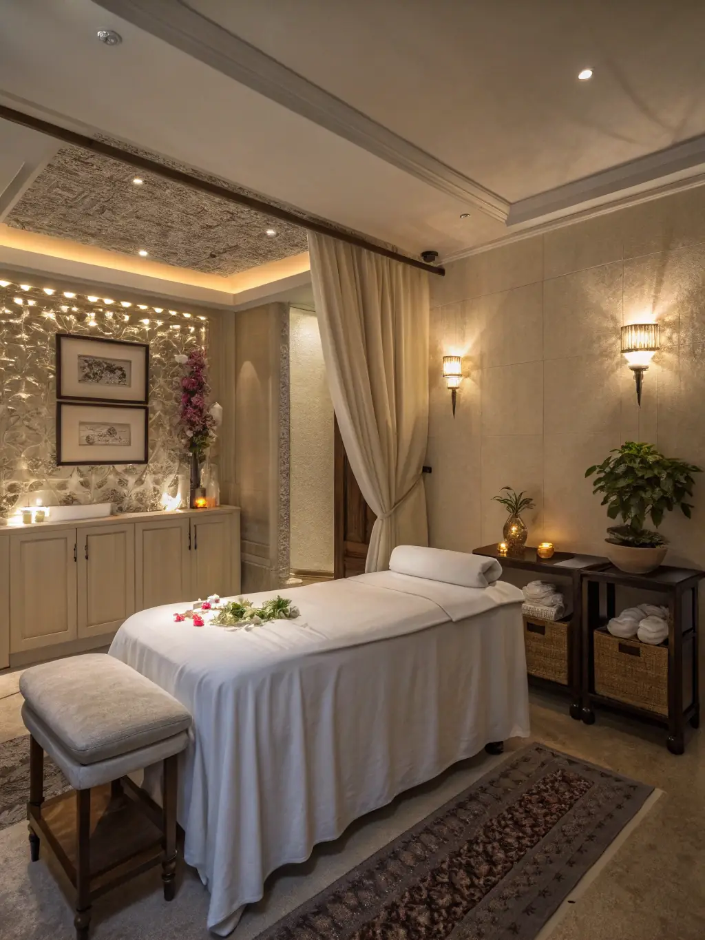 A serene image of a hot stone massage session in a dimly lit room, emphasizing relaxation and warmth, suitable for Dubai Massage's website.